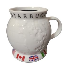 Starbucks Barista World Globe Flags Ceramic Travel Coffee Mug and Lid 24 oz 2002